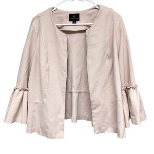 Worthington Women's Blazer Size XL Peach Color 3/4 Sleeve with Ruffle Detail